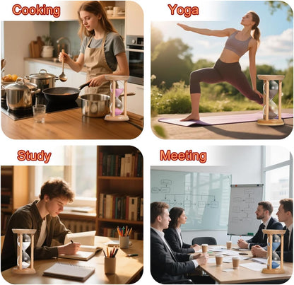 Hourglass 15 Minute,Wood Sand Timer 15 Min, Unbreakable Sandglass,Sand Watch for Study,Yoga,Cooking,Desk Decor & Gift,White