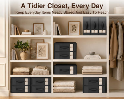 DIMJ Bed Sheet Organizers and Storage - Foldable Sheet Holder, Linen Closet Organizer Box for Sheets Set, Bedding, Blankets, Towel (King & Queen Size), Grey