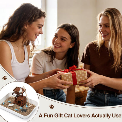 CypherX Cat Zen Garden for Desk, Mini Zen Garden Kit with Sand Tray, Cute Desk Decor for Office Cubicle, Relaxing Sand Tray Therapy Kit for Cat Lovers