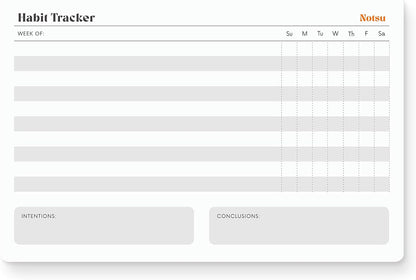 Notsu Weekly Habit Tracker Notepad | Goals Planner Pad and Self Care To Do List | 50 Tear Off Pages, 8.5” x 5.5”