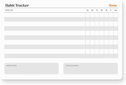 Notsu Weekly Habit Tracker Notepad | Goals Planner Pad and Self Care To Do List | 50 Tear Off Pages, 8.5” x 5.5”