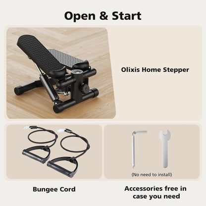 OLIXIS Stepper Machine with Resistance Bands - Mini Stair Stepper for Home Exercise, Portable Weight Loss & Full Body Workout Equipment