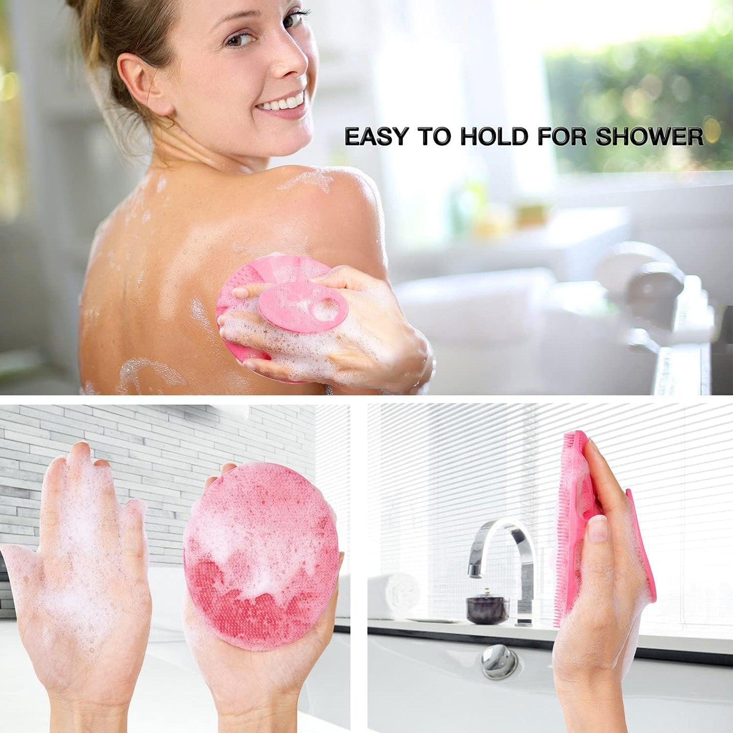 INNERNEED Soft Silicone Body Cleansing Brush Shower Scrubber, Gentle Exfoliating and Massage for All Kinds of Skin (Dark Green)