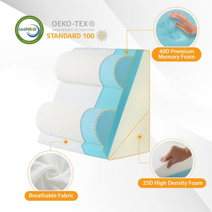 Ruqmuis Wedge Pillow Set for After Surgery, 3PCS Adjustable 9&12 Inch Bed Wedge Pillow for Sleeping, Incline Pillow Wedge for Headboard, Post Surgery, Acid Reflux, Neck&Back Support, White/Grey