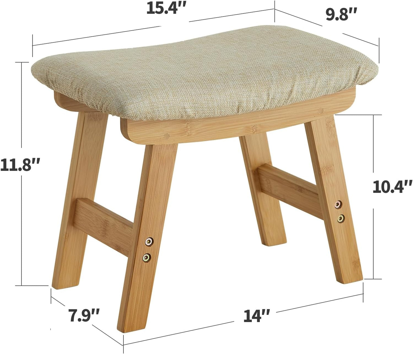 Foot Stool Ottoman Foot Rest Under Desk,Small Stool for Living Room, Bedroom and Kitchen (Brown Legs - Beige Stool Surface)