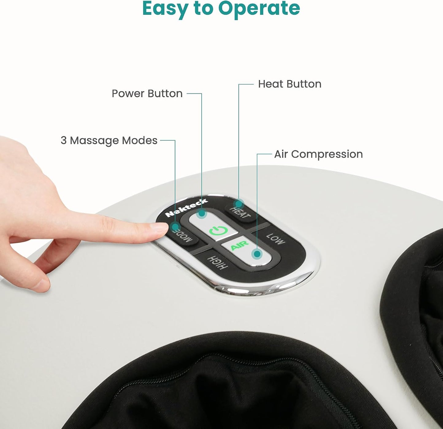 Nekteck Shiatsu Foot Massager with Heat [2026 Upgraded], 3 Modes Deep Kneading Therapy Air Compression, Feet Massage for Plantar Fasciitis, Relaxation Gifts for Men Women Mom Dad Birthday