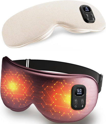 Heated Eye Masks for Dry Eyes, FSA-HSA Eligible，EyeRelief, Improved Sleep, Washable Eye Heating pad for Travel Removable for Cleaning and 2 Replaceable Shell, 4-Level Timing and Temperature (Gray)