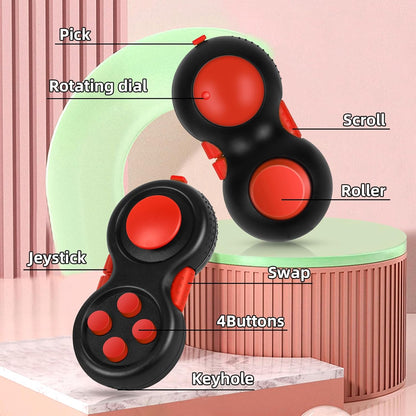 Original Fidget Toy Game, Rubberized Classical Controller Fidget Concentration Toy with 8-Fidget Functions and Lanyard - Excellent for Relieving Stress and Anxiety