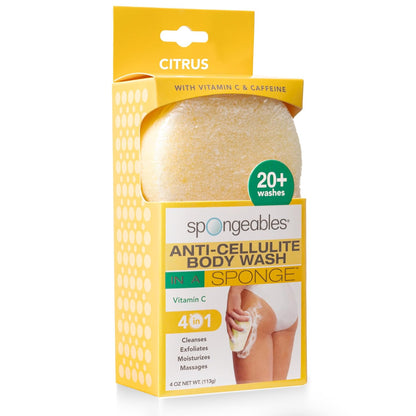 Spongeables Anti-Cellulite Body Wash in a Sponge, Moisturizer and Exfoliator, 20+ Washes