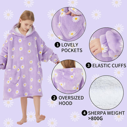 Fiosnow Glow in the Dark Unicorn Blanket Hoodies for Kids 6-13YR Oversize Wearable Blanket Hoodies for Boys Girls Teens