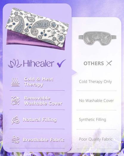 Hihealer Lavender Eye Pillow for Relaxation, Yoga, Sleep, Weighted Eye Mask