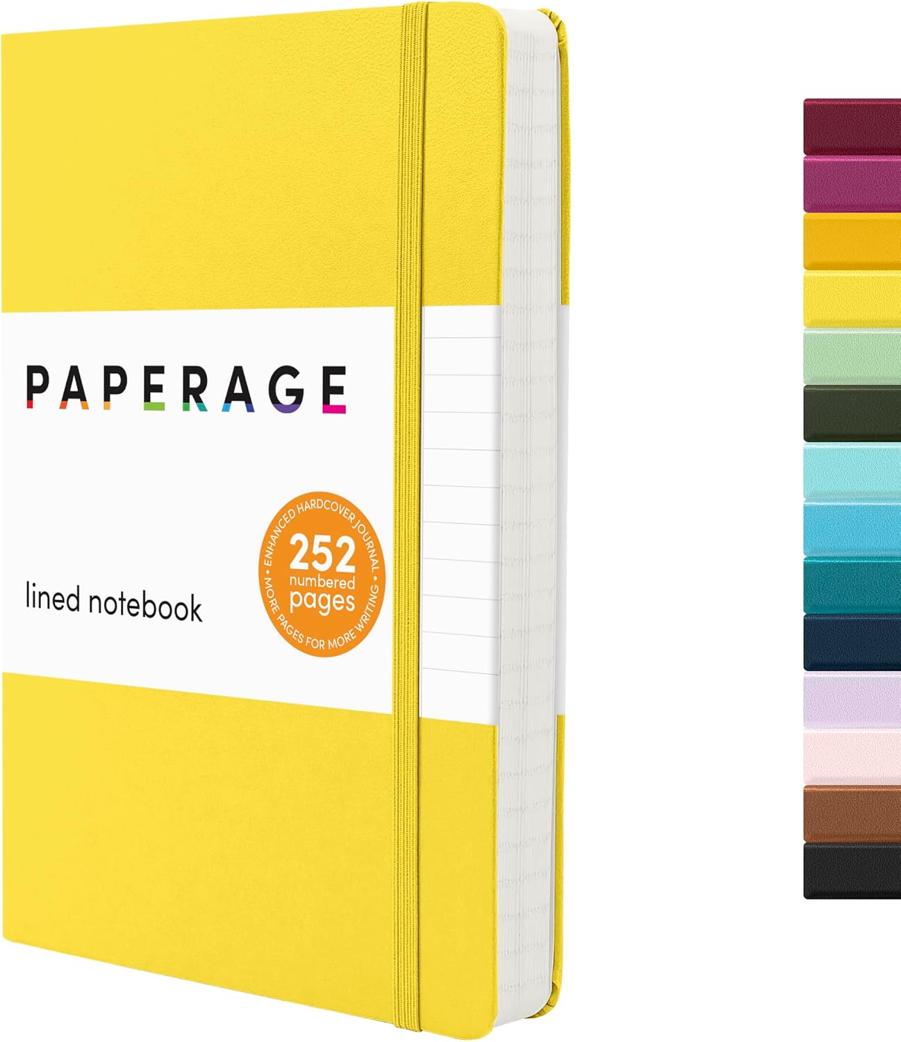 PAPERAGE Lined Journal Notebook, Hardcover Journal for Women & Men, 160 Pages, (5.6 in x 8 in), College Ruled Journaling Notebook for Work, School Supplies & Note Taking, (Black)