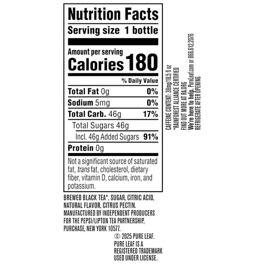 Pure Leaf Iced Tea, Raspberry, Real Brewed Tea, 18.5 Fl Oz Bottles