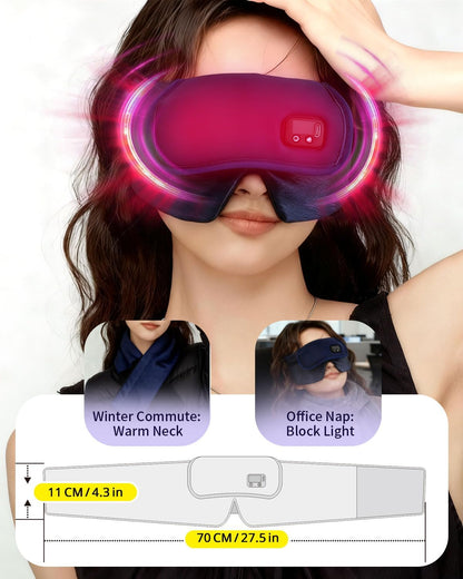 COMOIL 2500mah Cordless Heated Eye Mask for Dry Eyes, 35-65℃ Stepless Precision Warm Eye Compress,Eye Care Heating Pad for Migraine Blepharitis,6 Timers,Washable Heating Pad for Eye Care