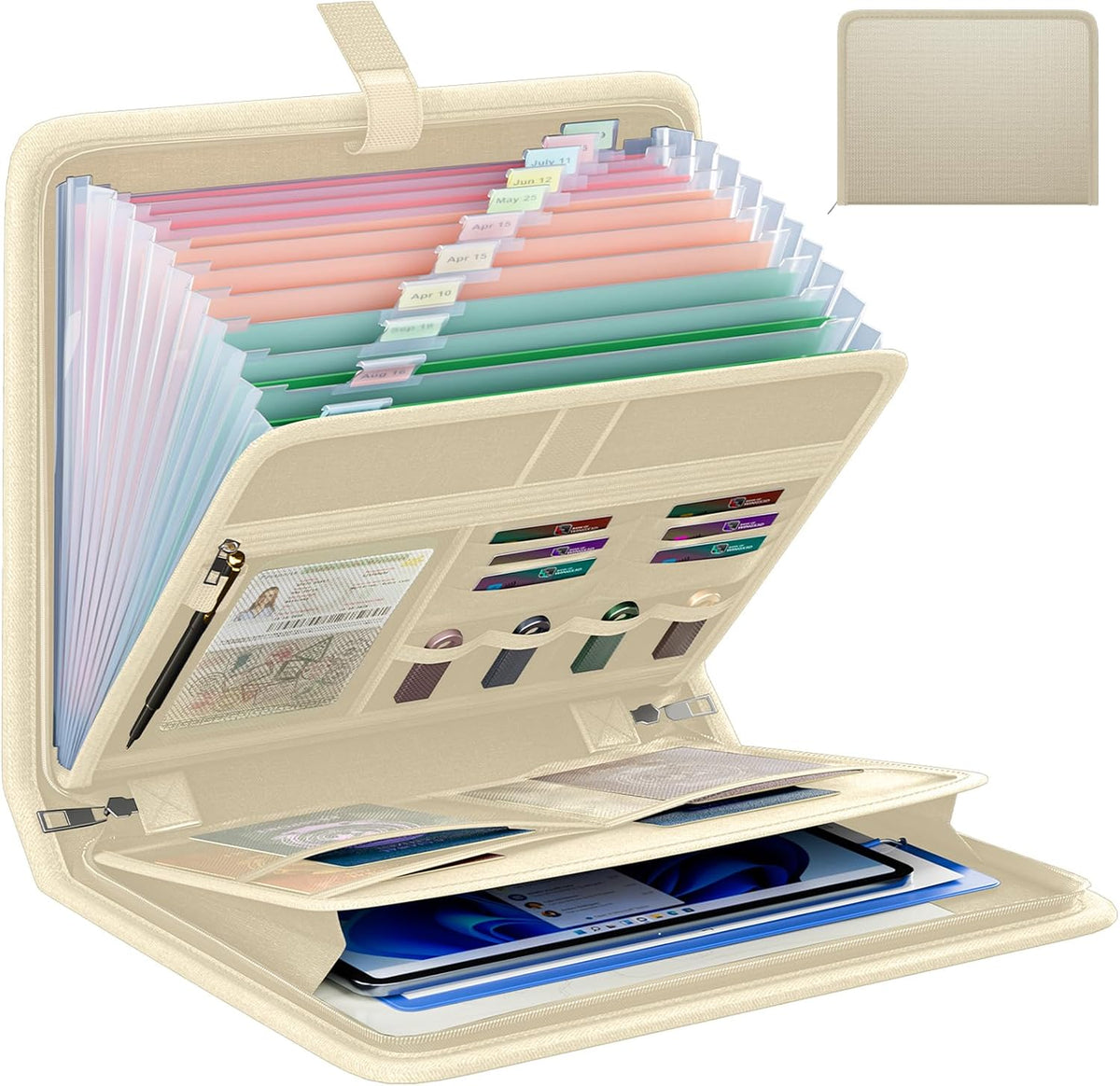 Fireproof Accordion File Organizer, Expanding File Folder with 13 Pockets
