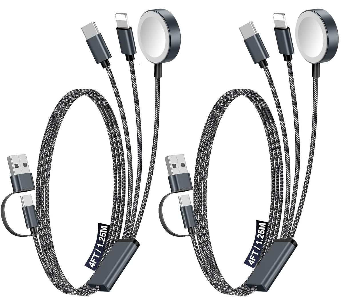 Travel Essentials for Apple Watch Charger,3-in-2 Multi Charging Cable