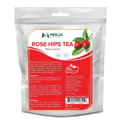 Merja Herbs Rose Hips Tea - Immune System Support & Antioxidants - Natural Caffeine Free - Loose Tea - 100% Natural & Premium Quality 180gr (Pack of 1)
