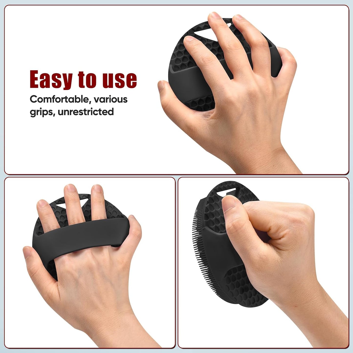 Silicone Body Scrubber -Anti Zinc Infused Exfoliating Body Scrubber | Anti Slip Silicone Loofah,Stiff & Soft Bristles for Cellulite Reduction,Blood Circulation - Black