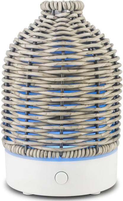VICTORIA AROMA Essential Oil Diffuser - Multifunction Aromatherapy Diffuser 7 LED Color Changing Light 100ML Rattan Diffuser Easy to Clean Suitable for Home,Office (Tan)