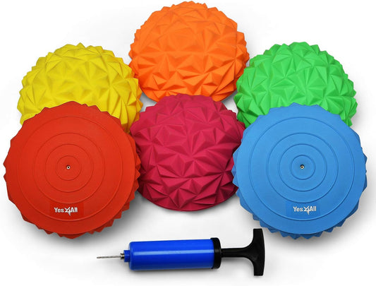 Yes4All Hedgehog Balance Pods for Exercise, Core Body Balancing, Balance Pods for Youth & Adults with Hand Pump - Set of 5
