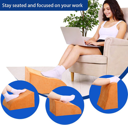 Foot Rest for Under Desk at Work, Ergonomic Under Desk Footrest with Washable Cover for Office, Home & Gaming Leg Elevation Pillow Black