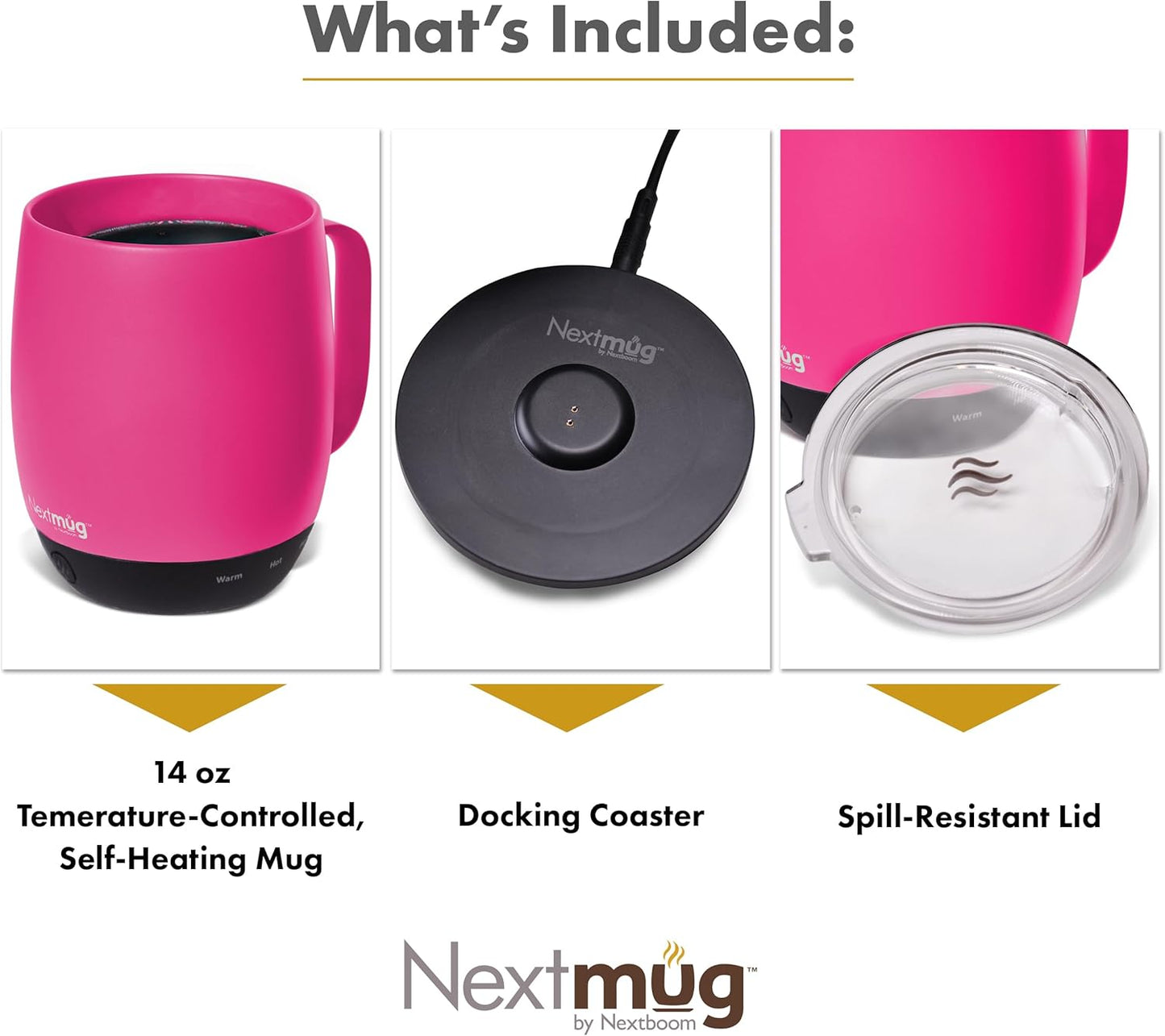 Nextmug - Temperature-Controlled, Self-Heating Coffee Mug (Black - 14 oz.)