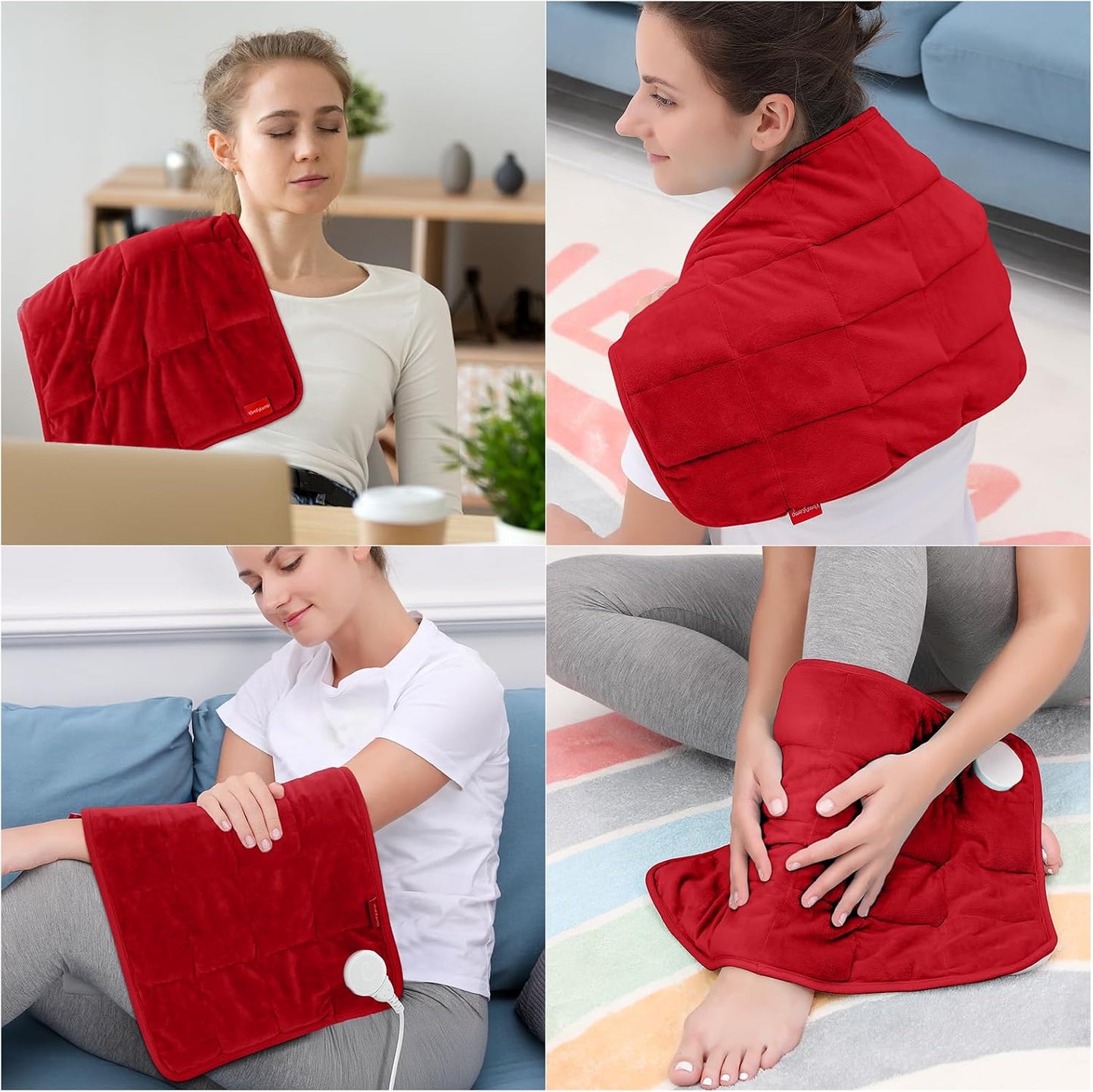 Comfytemp Weighted Heating Pad for Back & Period, FSA Eligible Electric Heat Pad, Birthday Gift for Women Men Mom Dad & Father Day Gifts, 2.2 lb HSA Neck Shoulder Heated Pad, 2H Auto-Off, 12x24, Blue