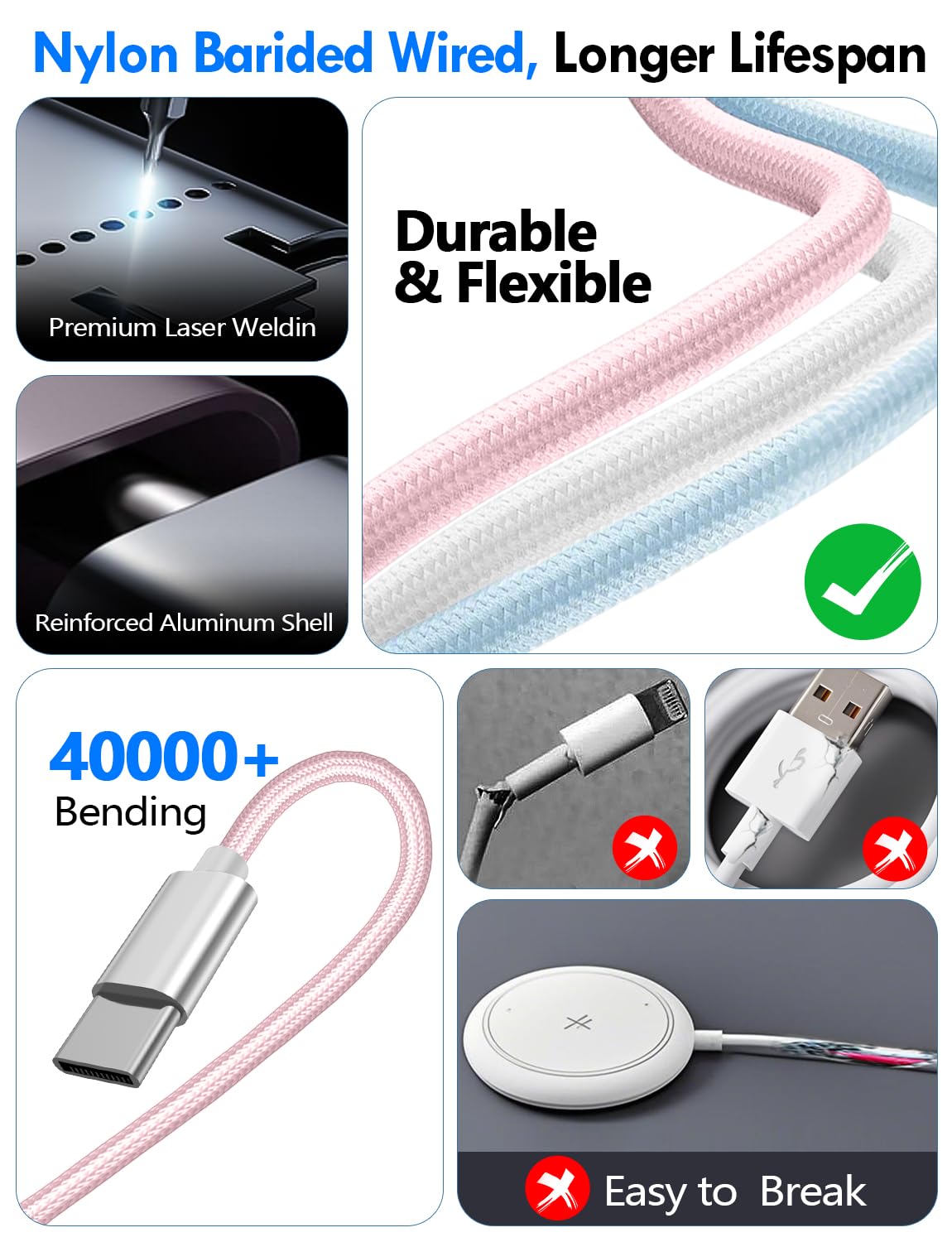 Travel Essentials for Apple Watch Charger,3-in-2 Multi Charging Cable