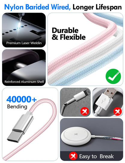 Travel Essentials for Apple Watch Charger,3-in-2 Multi Charging Cable