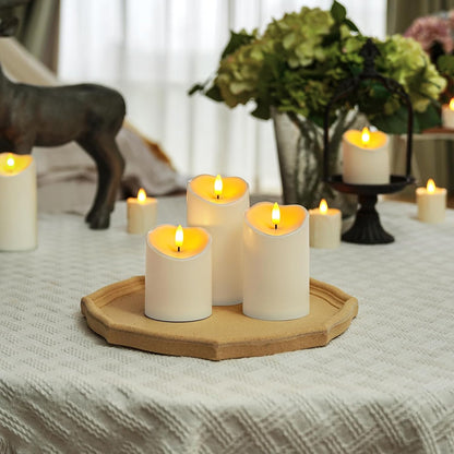 Homemory 6"x3" Outdoor Waterproof Flameless Candles, LED Candles, Battery Operated Candles with Remote and Timers, Electric Fake Plastic Pillar Candles, Ivory White, Set of 2