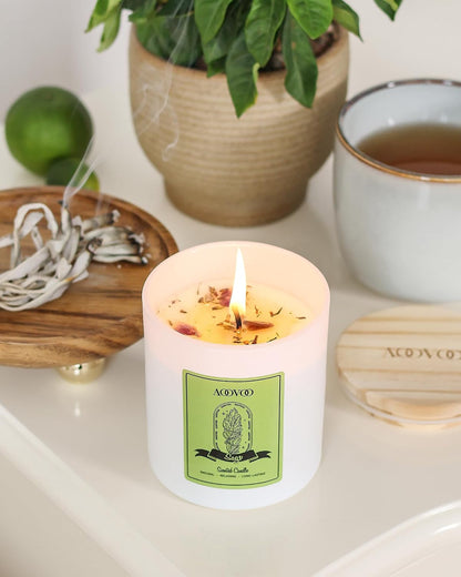 AOOVOO Lavender Scented Candles for Women - Aromatherapy Candle with Crystals Inside, 10oz Soy Candles for Home Scented, Birthday Gifts Mothers Day Candle for Women Mom