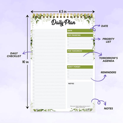 Decorably 52 Sheets Boho Undated Daily to Do List Notepad, 6.5x10in Spring-Bound Planner Pad, Easy Tear-Off Design, with Priorities, Checklist, Agenda, Reminders, Notes - Home, School, Office