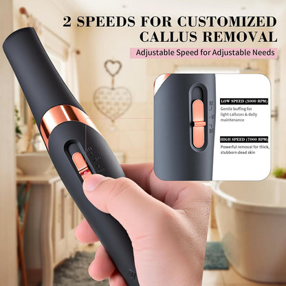 Foot Callus Remover, Electric Callus Remover for Feet with Dual Roller Heads, 2 Speeds & LED Light, 3× Faster Than Manual, 90-Min Runtime, Pedicure Tools for Feet, Foot File for Home Use