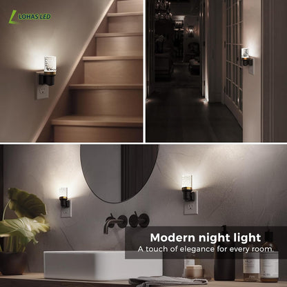 L LOHAS LED Night Light, Dimmable Night Lights Plug into Wall, Automatic Night Lights Plug in with Auto Light Sensor,Adjustable Brightness Amber LED Night Light, for Bedroom Hallway Home Decor