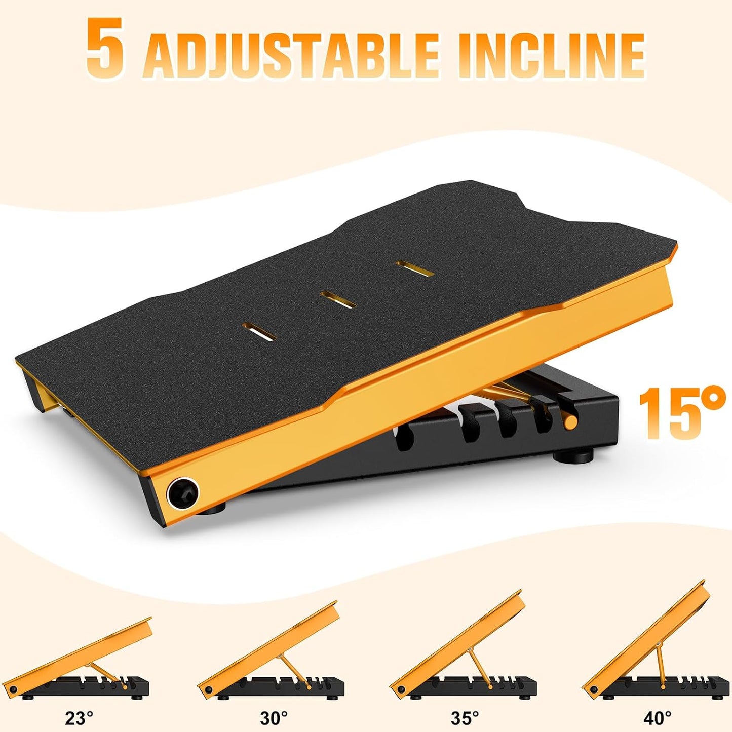 Steel Slant Board Calf Stretcher, 600 Lbs Weight Capacity 5-Level Adjustable Incline Board Squat Wedge Achilles Ankle Stretcher Non-Slip Surface for Squat, Fitness, Physical Therapy