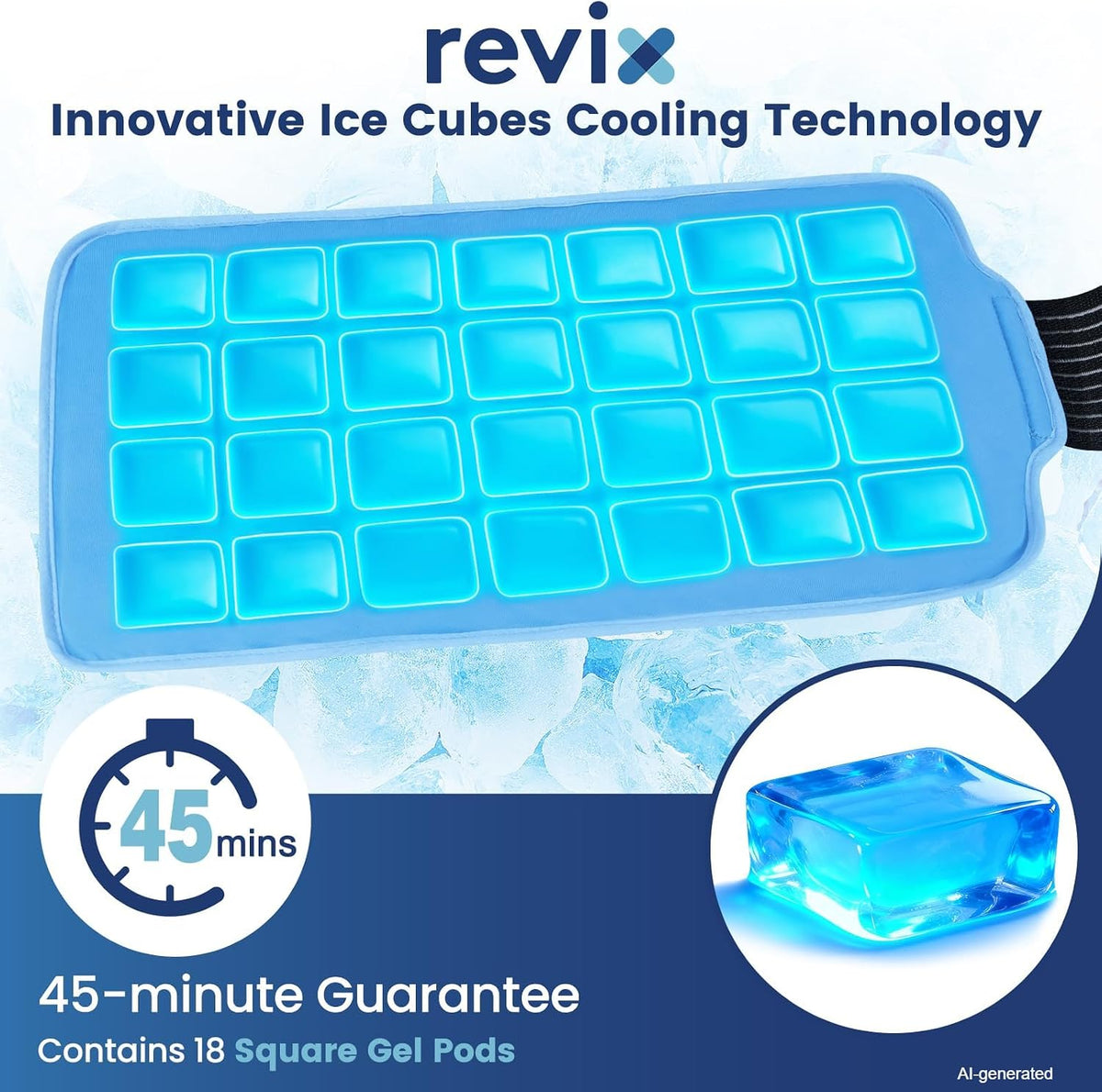 REVIX Ice Pack for Injuries Reusable, 14 × 7" Gel Cold Compress with Strap