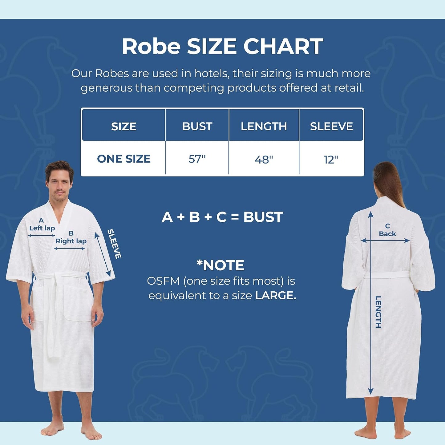 Monarch Square Waffle Spa Kimono Robe for Men or Women