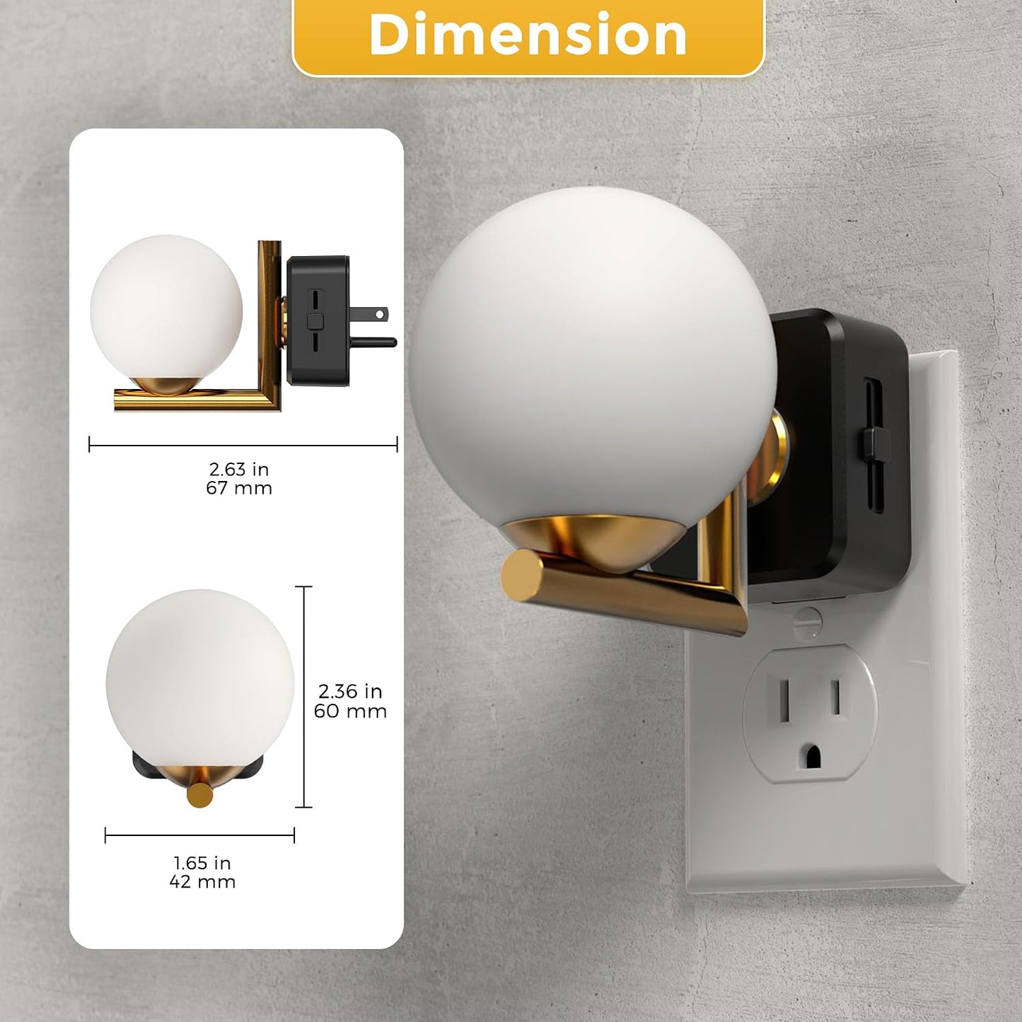 L LOHAS LED Night Lights Plug into wall, Amber Night Light with Adjustable Brightness, Plug in NightLight with Auto Light Sensor, Wall Sconce-Style Design Night Light for Bathroom,Hallway, 2 Pack