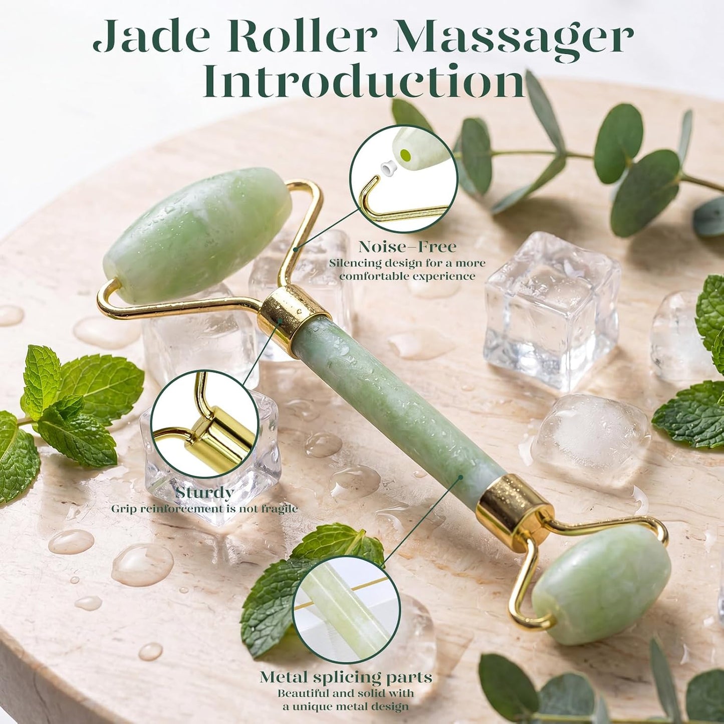 BAIMEI IcyMe Gua Sha & Jade Roller Set, Cooling Face Roller & Guasha Tool for Face Depuffing, Facial Sculpting & Jawline Definition, Smooth Rolling Skincare Tools Gifts for Women & Men – Green