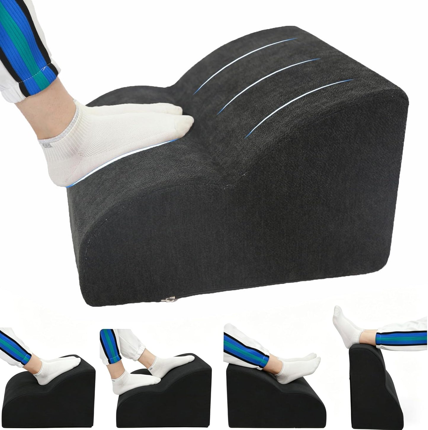 Foot Rest for Under Desk at Work.Multifunctional 3-Tier Foot Stool,with Washable Footrest.for Under Desk,Office Chair Gaming Chair & Sofa,Leg Elevation Pillow,Supports Posture -Dark Grey