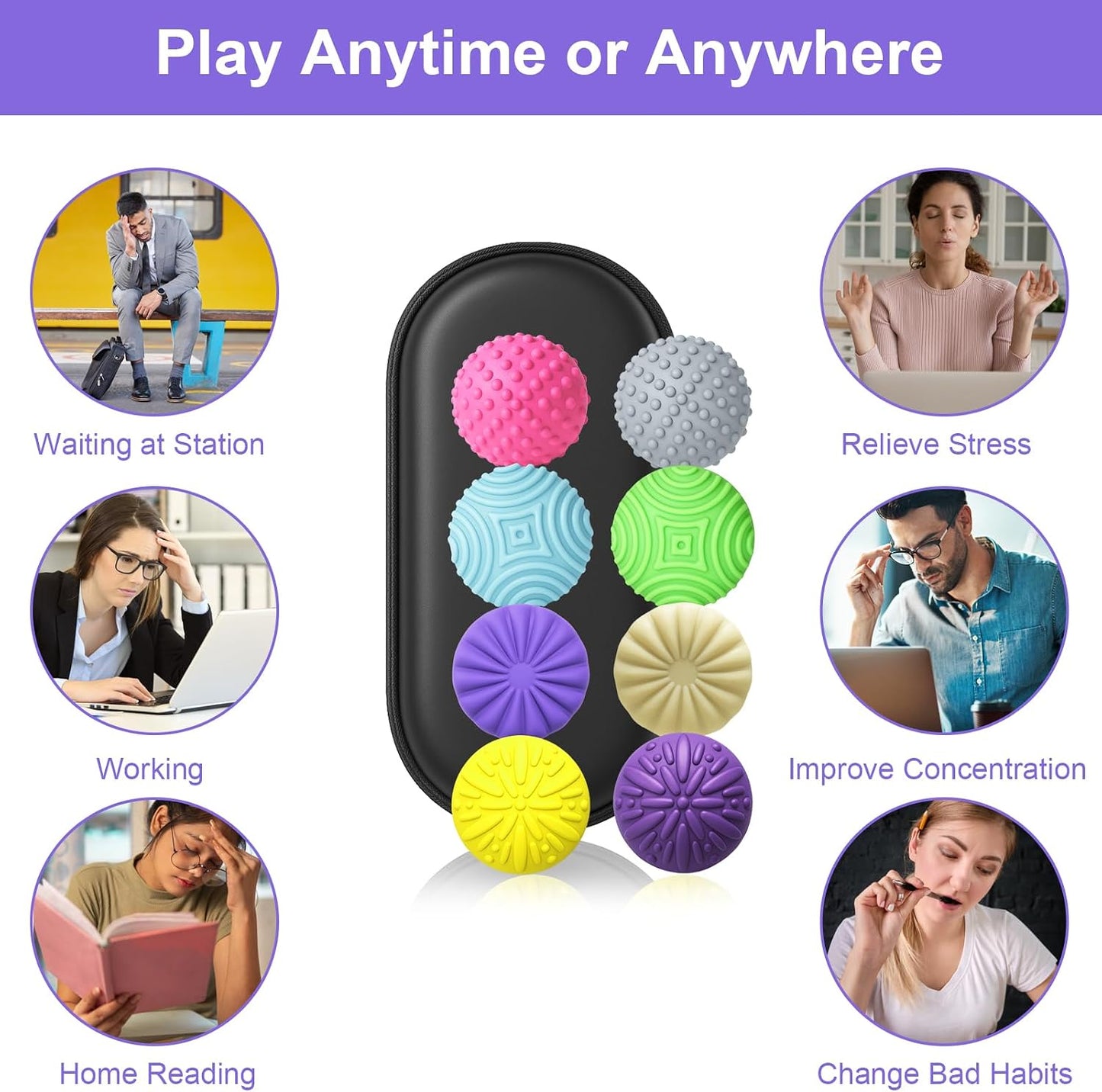 BUSOHA Silicone Fidget Balls - 4 Pack Fidget Toys Adults Sensory Toys Stress Balls for Adults Teens Gifts for Calming,Autism and ADHD Office