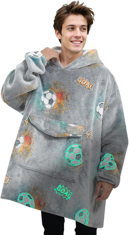 Fiosnow Sun and Moon Blanket Hoodies for Women and Men Adult Oversize Wearable Blanket Hoodies for Soft and Warm