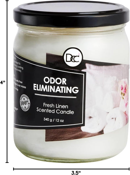 Vanilla Bean Odor Eliminating Highly Fragranced Candle - Eliminates 95% of Pet, Smoke, Food, and Other Smells Quickly - Up to 80 Hour Burn time - 12 Ounce Premium Soy Blend - Colors A