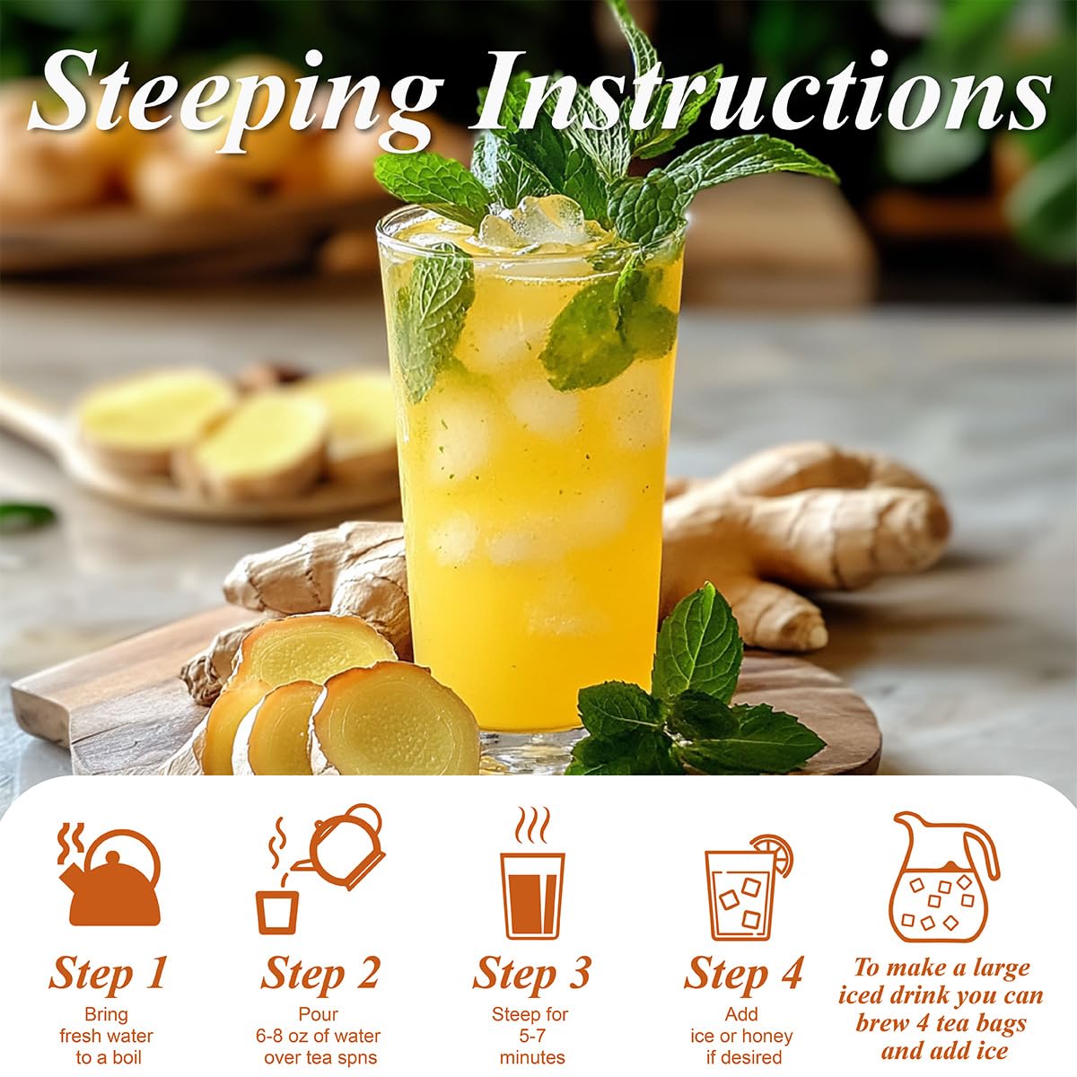 WT WEETEE Turmeric Ginger Green Tea Bags 100ct, Honey Flavored, Caffeinated
