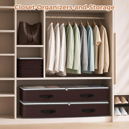 Budding Joy 95L Under Bed Storage Containers, 4 Pack Closet Organizers Grey