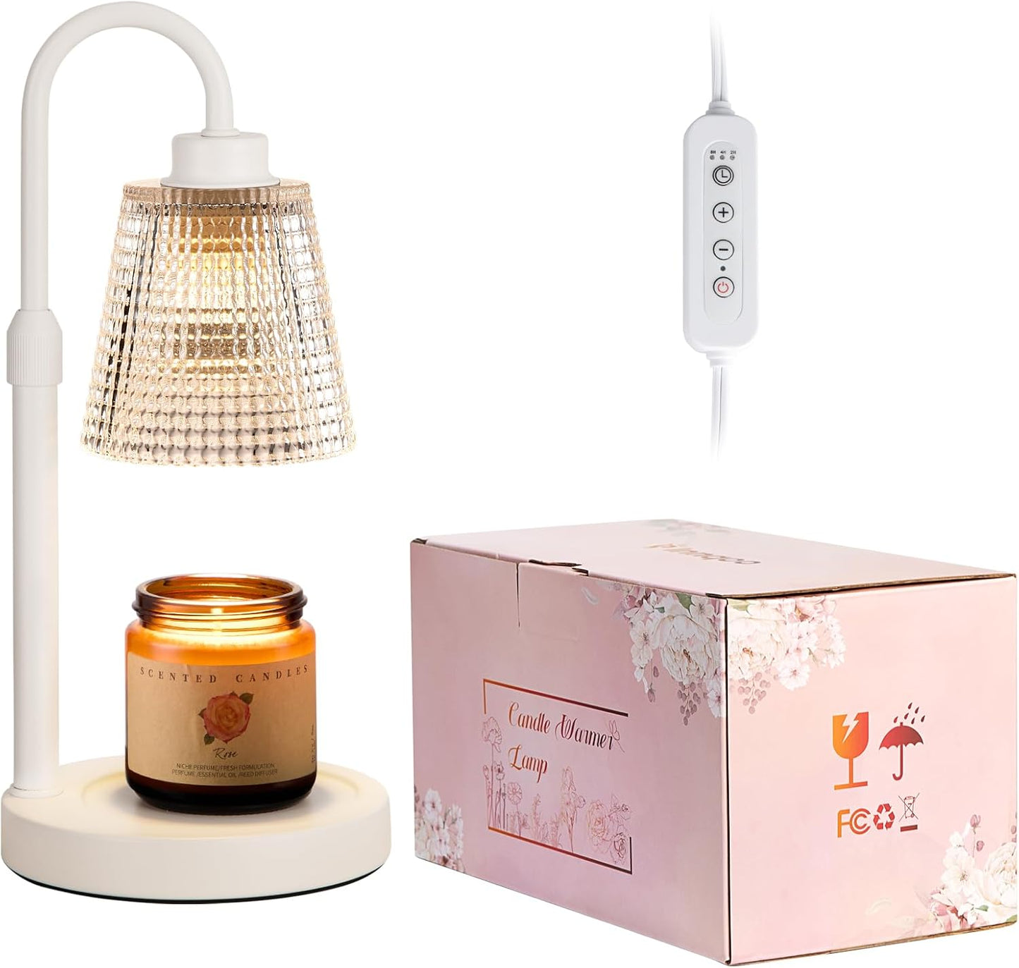 Innqoo Candle Warmer Lamp with Timer, Dimmable Candle Warmer for Jar Candles, Height Adjustable Wax Melts Warmer, Birthday Gifts for Women Mom, House Warming Gifts New Home Decor