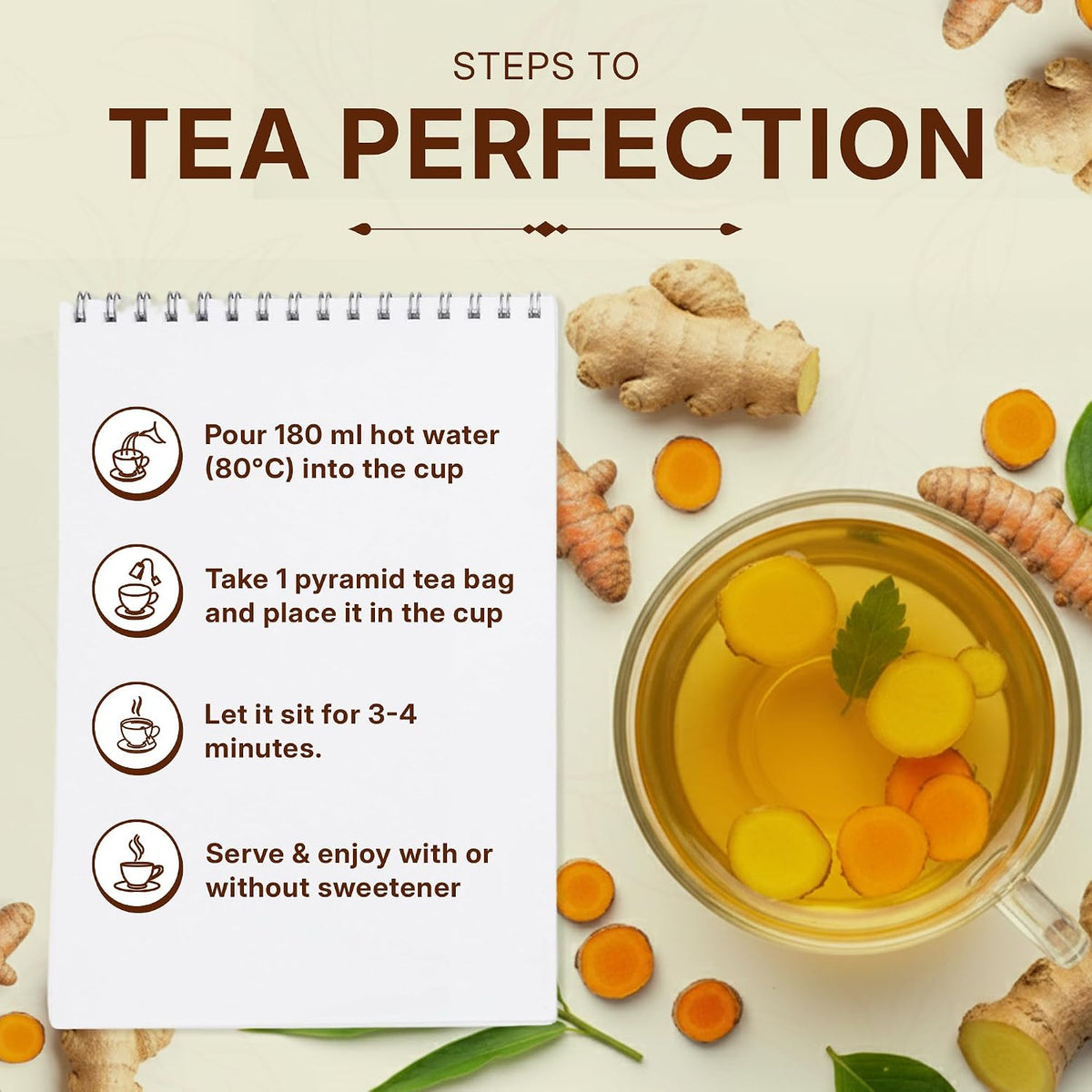 Turmeric Ginger Herbal Tea 200gm/7oz, Natural Herbal Infusion, 100 Tea Bags