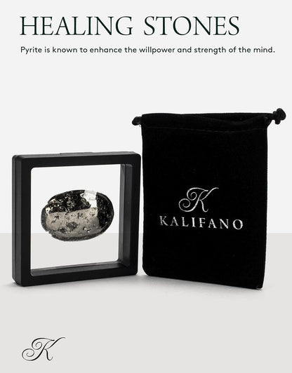 KALIFANO Palm Stone with Healing & Calming Effects - AAA+ Grade High Energy Worry Stone with Information Card - Reiki Crystal Used for Courage (Family Owned and Operated)