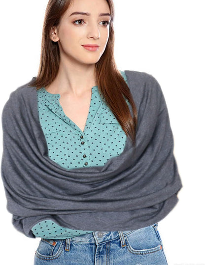 Infinity Scarf with Hidden Pockets Converts to Blanket and Wrap Travel Blanket Tube Scarf Wearable Blankets for Women Perfect for Travel, Grey