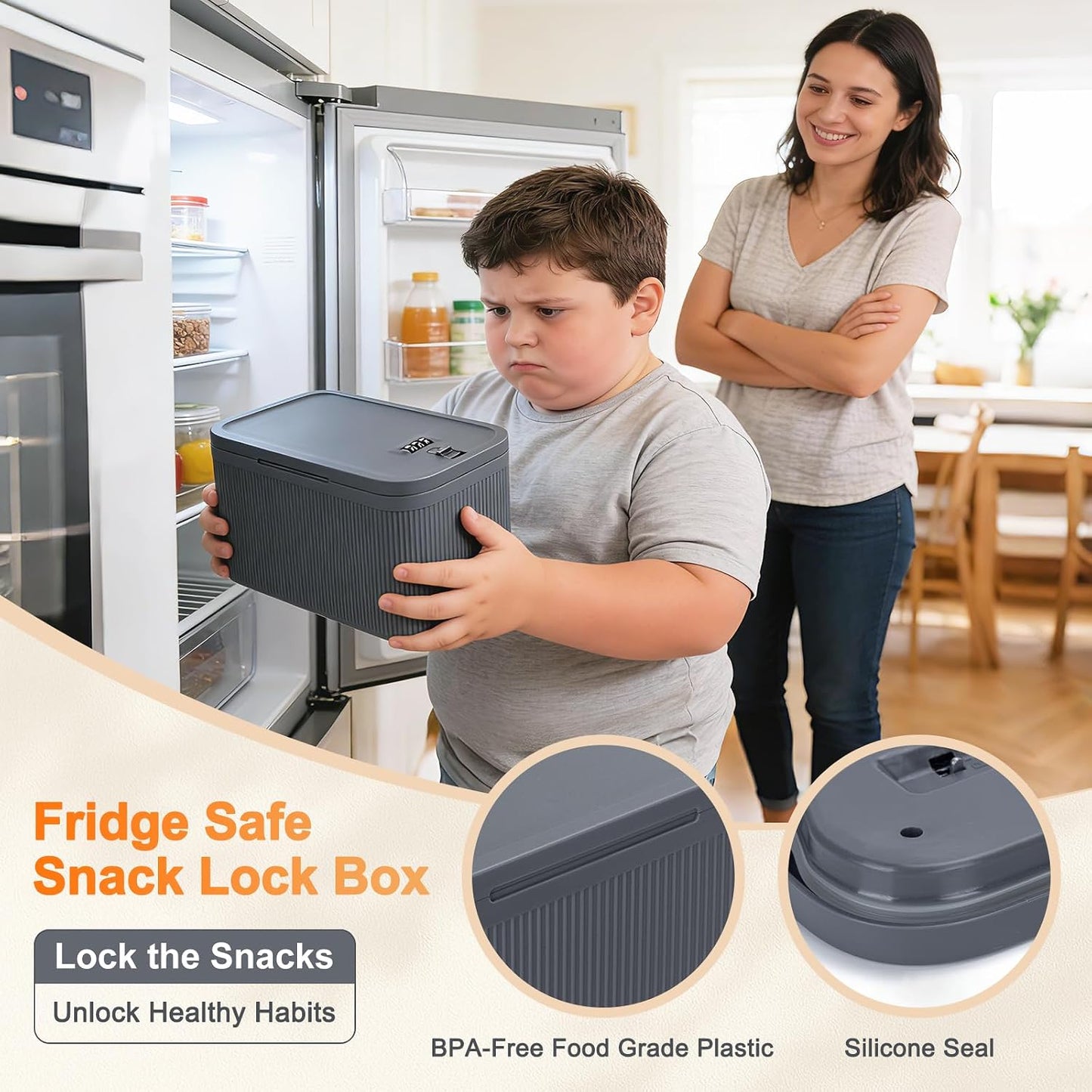 Lockable Storage Box, Small Lock Box with Combination Code for Phone/Medicine Safe/Food Home/Refrigerator/Office/Personal Items/Travel/Gift,9.25 x 5.04 x 3.62’’